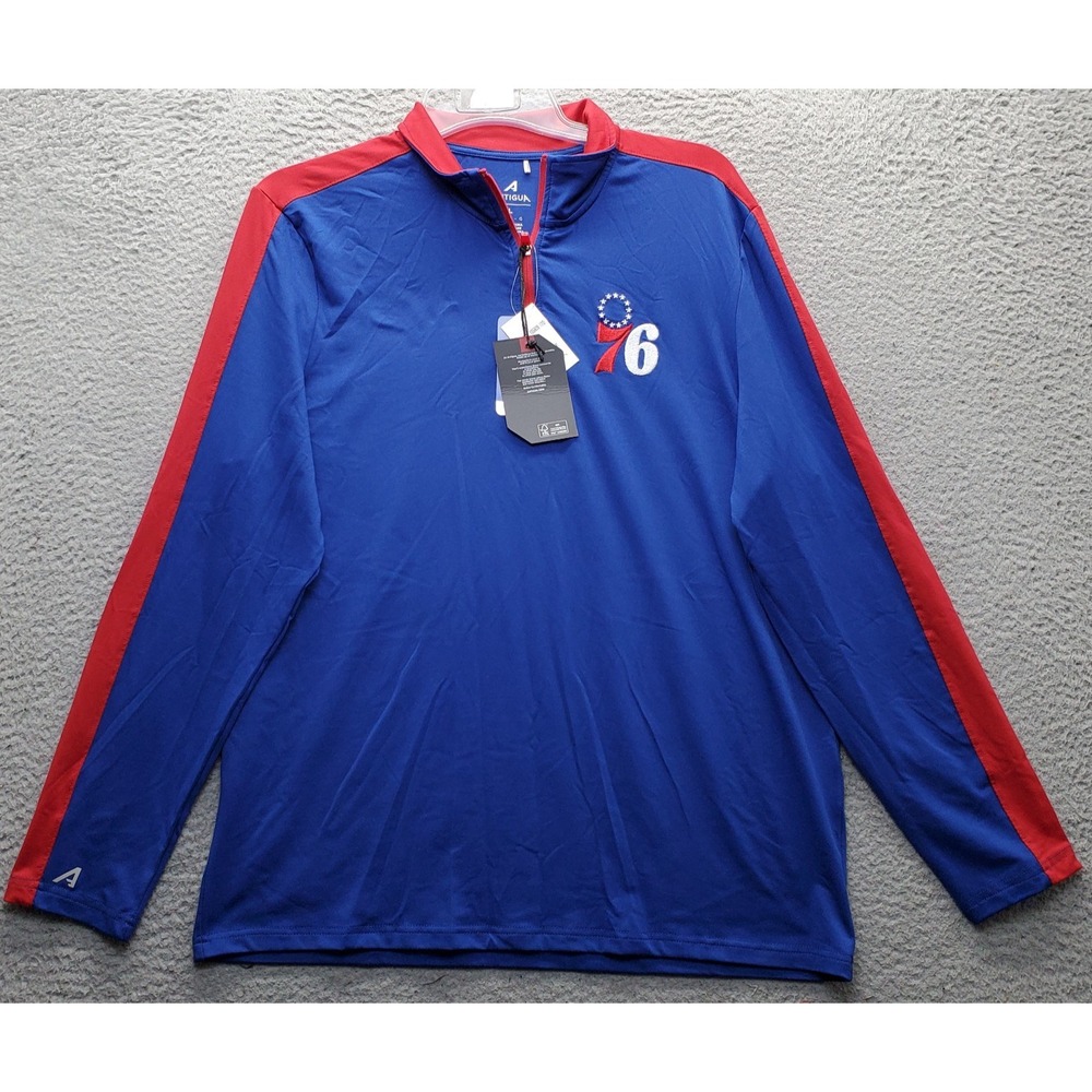 NBA Philadelphia 76ers Antigua 1/4 Zip Pullover Mens Large Multi Long Sleeve